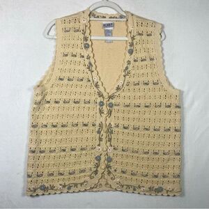 Koret Francisca Knit/Crochet Vintage Button Vest Size Large
